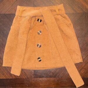 Girls size 100 corduroy Tan faux Button-Up tie waist Skirt